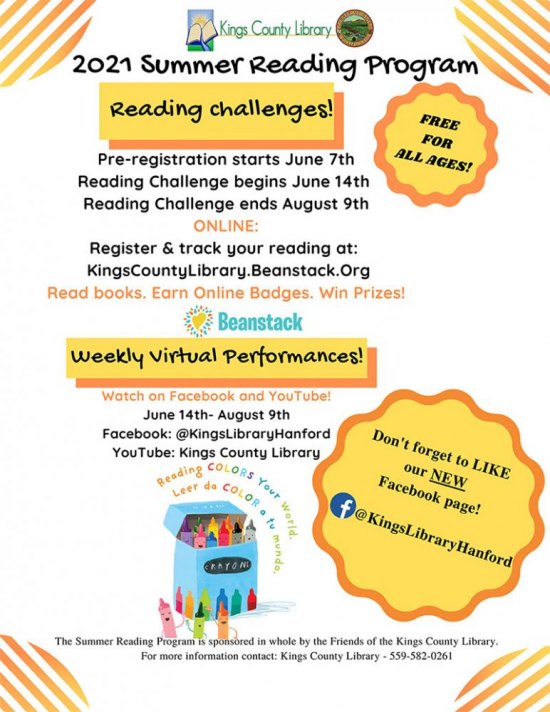 Kings County Library offering 2021 Summer Reading Program for all ages